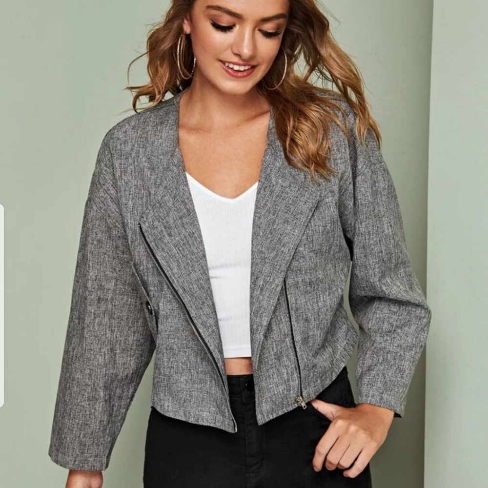 Zip Up Heather Grey Jacket